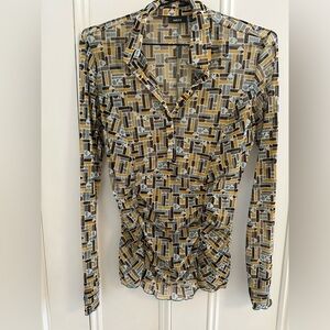 Mesh vintage y2k long sleeve button up blouse